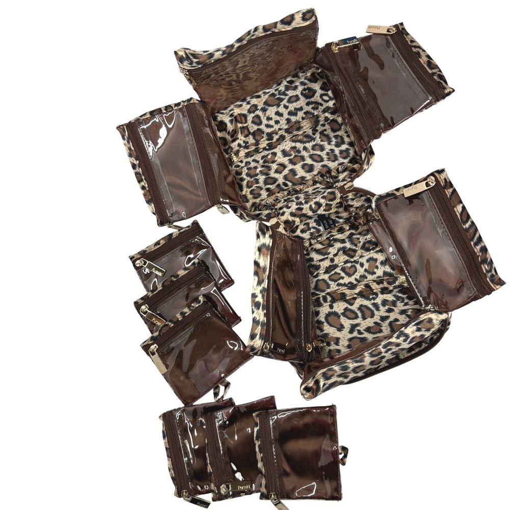 PurseN Leopard Travel Jewelry Organizer Case Multi-Compartment Folding Storage